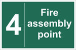 No 4 Fire Assembly Point Sign, Self Adhesive Vinyl, 1mm PVC, 5mm Correx Board