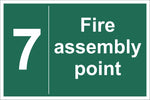 No 7 Fire Assembly Point Sign, Self Adhesive Vinyl, 1mm PVC, 5mm Correx Board