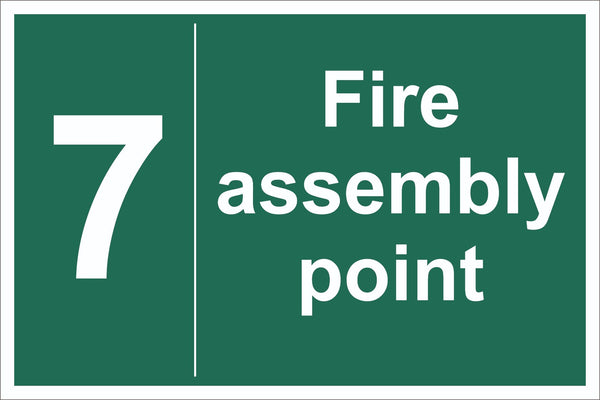 No 7 Fire Assembly Point Sign, Self Adhesive Vinyl, 1mm PVC, 5mm Correx Board