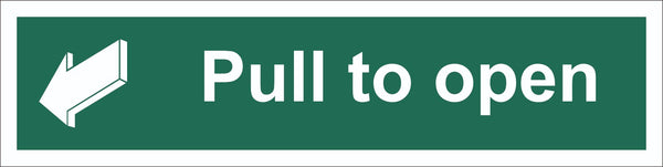 Pull To Open Left Sign, Self Adhesive Vinyl, 1mm PVC, 5mm Correx Board