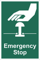 Emergency Stop Sign, Self Adhesive Vinyl, 1mm PVC, 5mm Correx Board