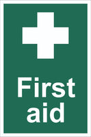 First Aid Sign, Self Adhesive Vinyl, 1mm PVC, 5mm Correx Board