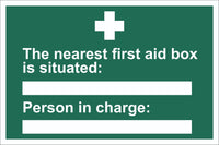 First Aid The NearestFirst Aid Box Sign, Self Adhesive Vinyl, 1mm PVC,