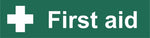First Aid Sign, Self Adhesive Vinyl, 1mm PVC, 5mm Correx Board