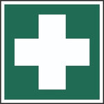 First Aid Cross Only Sign, Self Adhesive Vinyl, 1mm PVC, 5mm Correx Board