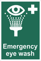 Emergency Eye Wash Sign, Self Adhesive Vinyl, 1mm PVC, 5mm Correx Board