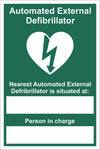 Automated External Defibrillator Located At Sign, Self Adhesive Vinyl, 1mm PVC,