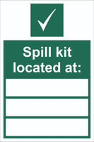 First Aid Spill Kit Located At Sign, Self Adhesive Vinyl, 1mm PVC,