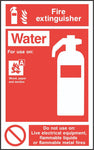 Fire Extinguisher Water Sign, Self Adhesive Vinyl, 1mm PVC, 5mm Correx Board