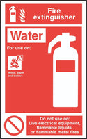 Fire Extinguisher Water Sign, Self Adhesive Vinyl, 1mm PVC, 5mm Correx Board