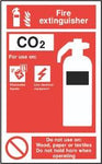 Fire Extinguisher CO2 Sign, Self Adhesive Vinyl, 1mm PVC, 5mm Correx Board