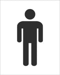 Male Toilet Symbol Sign, Self Adhesive Vinyl, 1mm PVC, 5mm Correx Board
