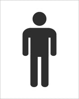 Male Toilet Symbol Sign, Self Adhesive Vinyl, 1mm PVC, 5mm Correx Board