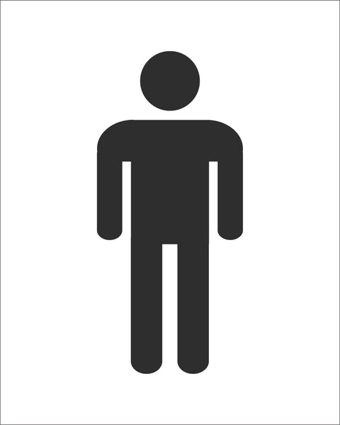 Male Toilet Symbol Sign, Self Adhesive Vinyl, 1mm PVC, 5mm Correx Board