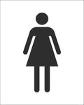 Female Toilet Symbol Sign, Self Adhesive Vinyl, 1mm PVC, 5mm Correx Board