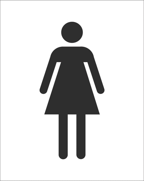 Female Toilet Symbol Sign, Self Adhesive Vinyl, 1mm PVC, 5mm Correx Board